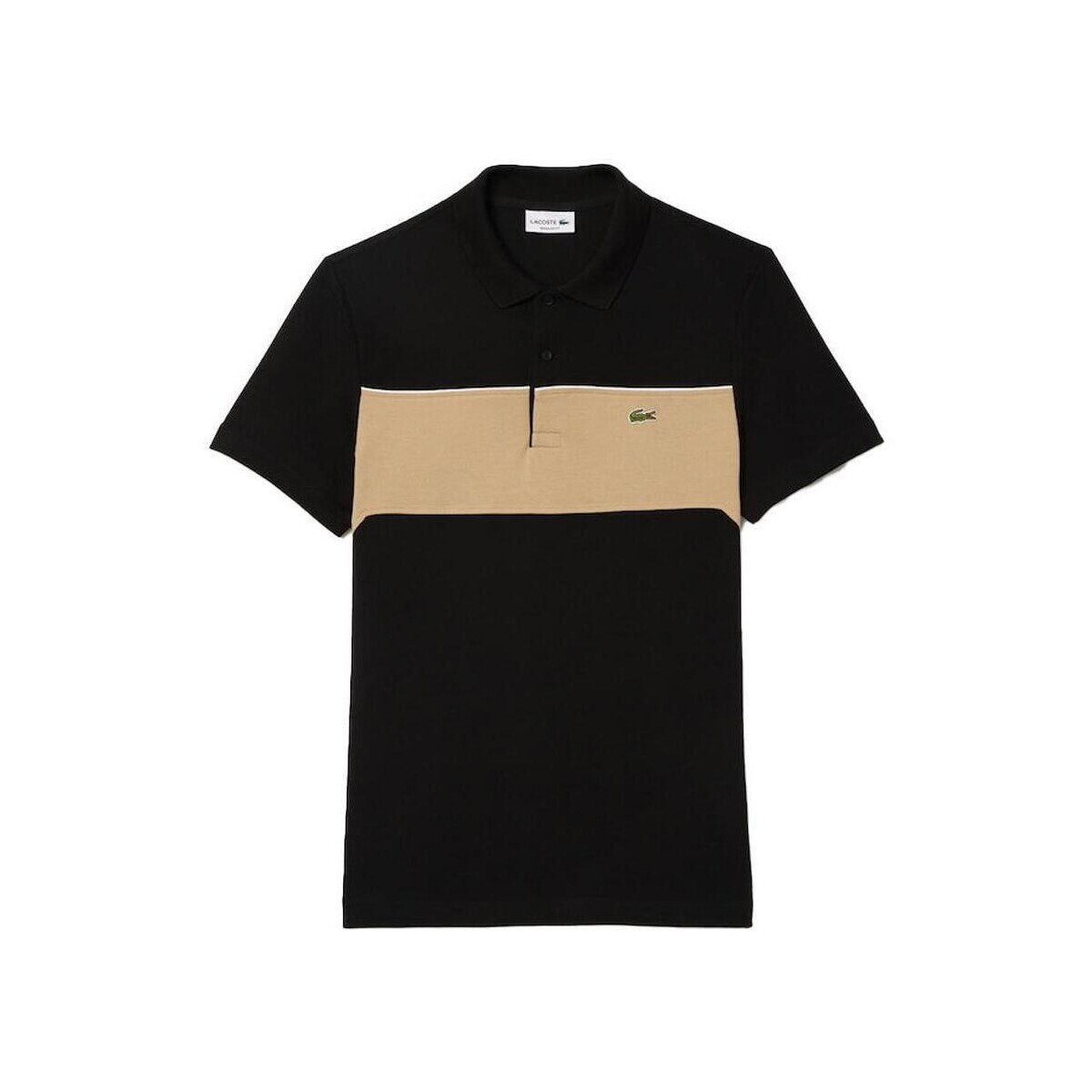 Lacoste  Colour Block Polo Shirt Black/Beige  Černá