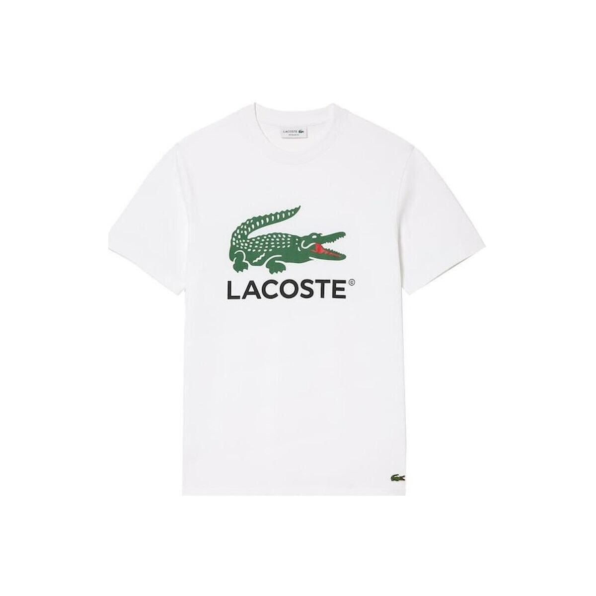 Lacoste  Signature Print Cotton T-Shirt White  Bílá