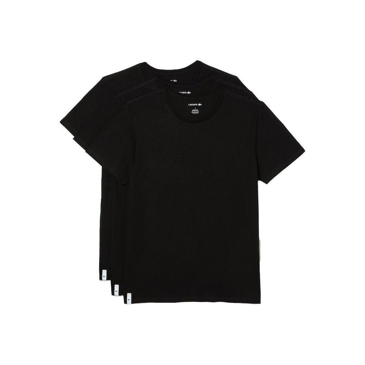 Lacoste  Lounge 3 Pack Plain Stretch Cotton T-Shirts Black  Černá