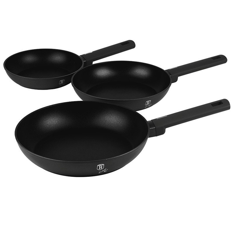 BERLINGERHAUS Sada pánví s titanovým povrchem 3 ks Matte Black Collection BH-8195