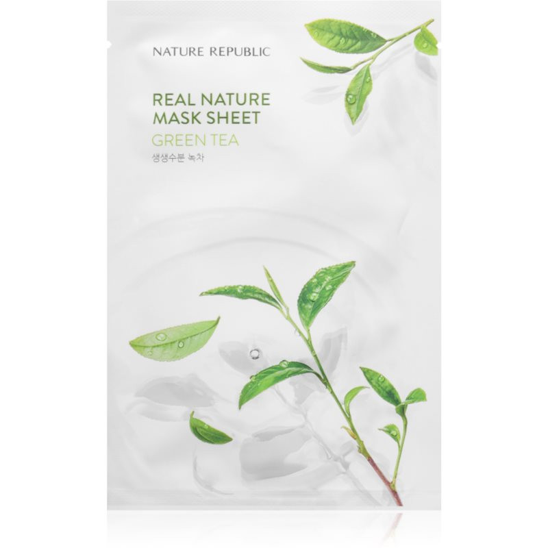 NATURE REPUBLIC Real Nature Green Tea Mask Sheet hydratační plátýnková maska se zeleným čajem 23 ml