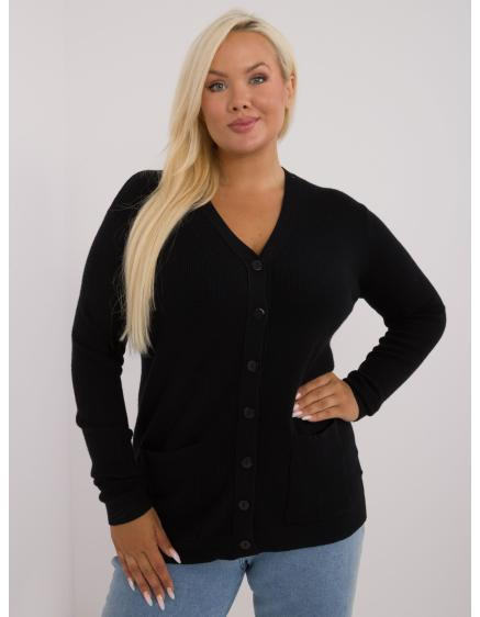 Dámský svetr s výstřihem do V plus size černý