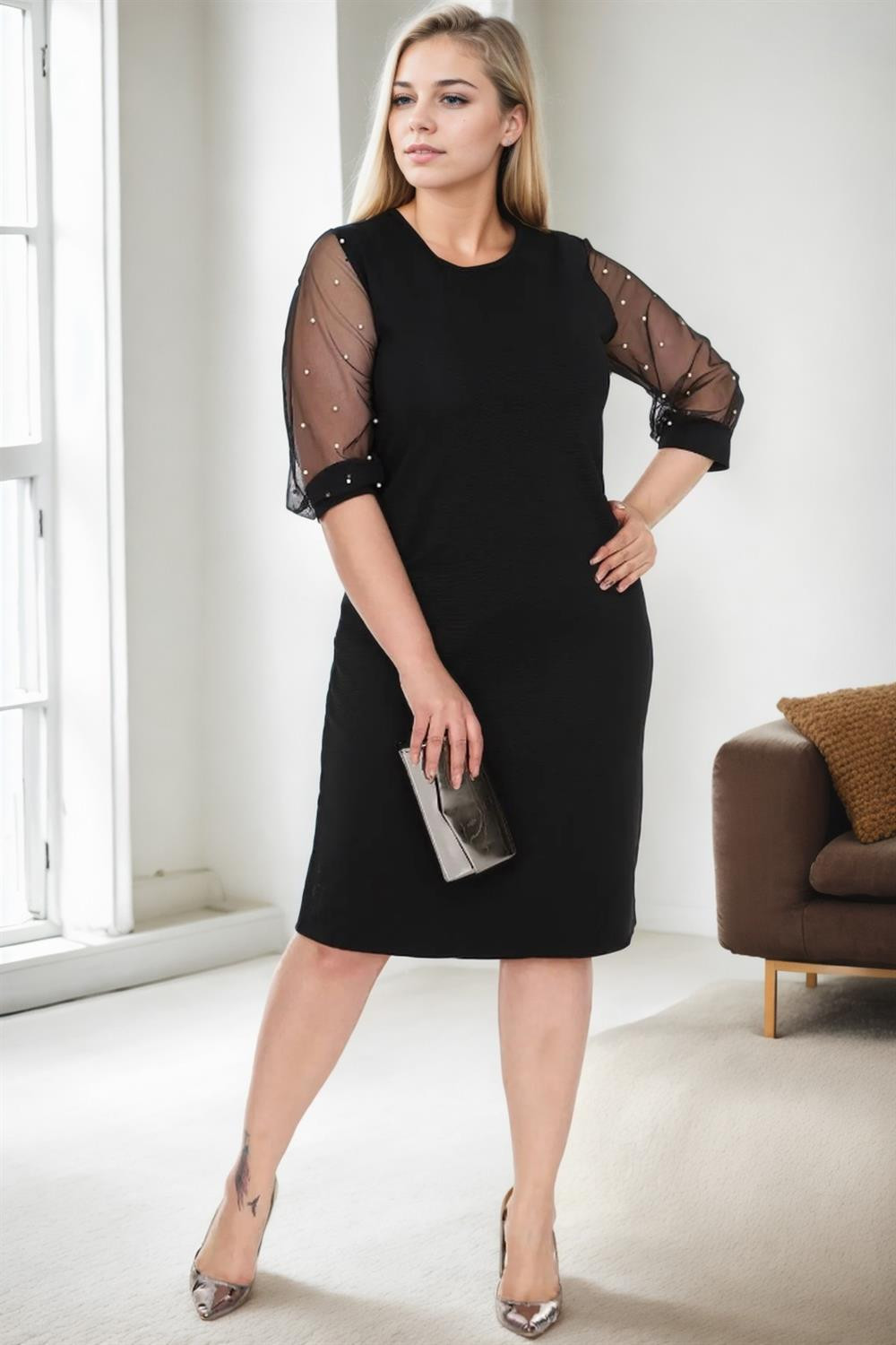 52441 Dewberry Plus Size Dress-BLACK