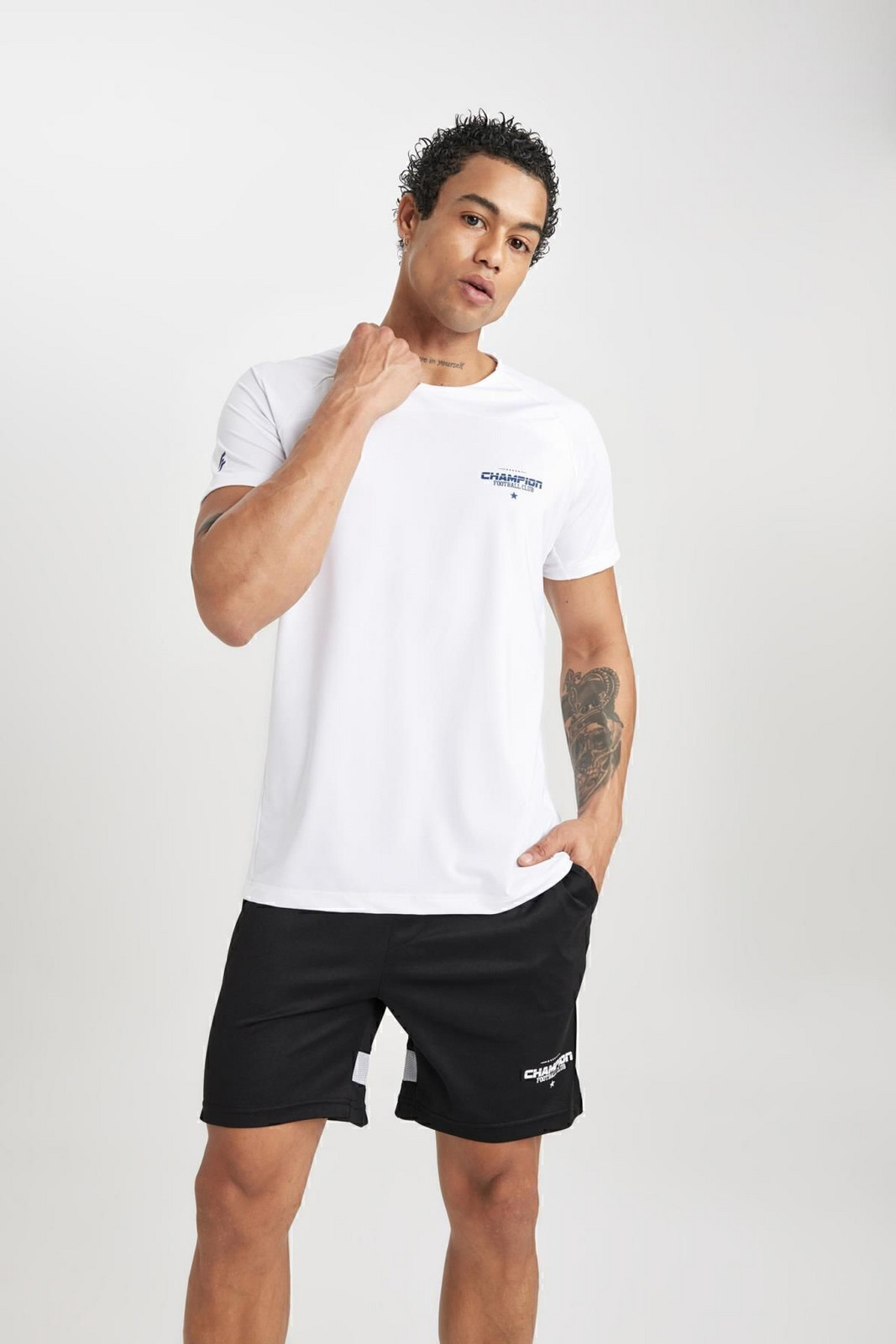 DEFACTO Fit Slim Fit Collar Printed Short Sleeve Sports T-Shirt