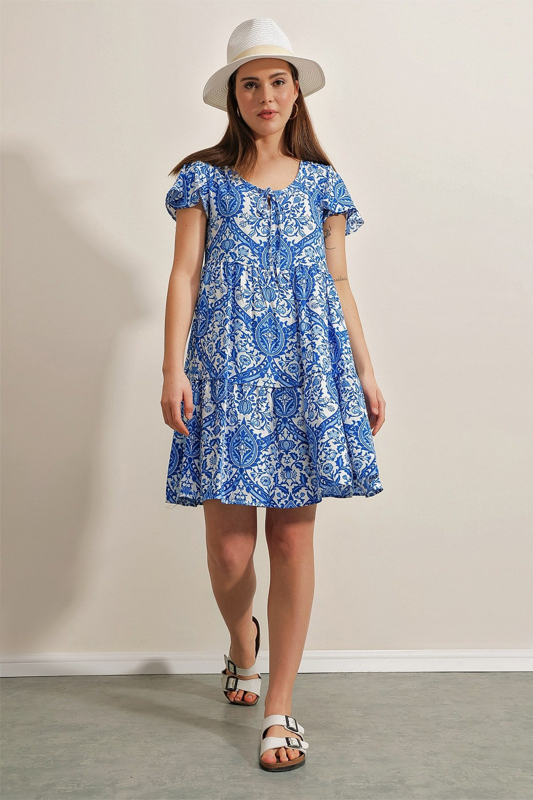 Bigdart 2352 Short V Neck Dress - Blue