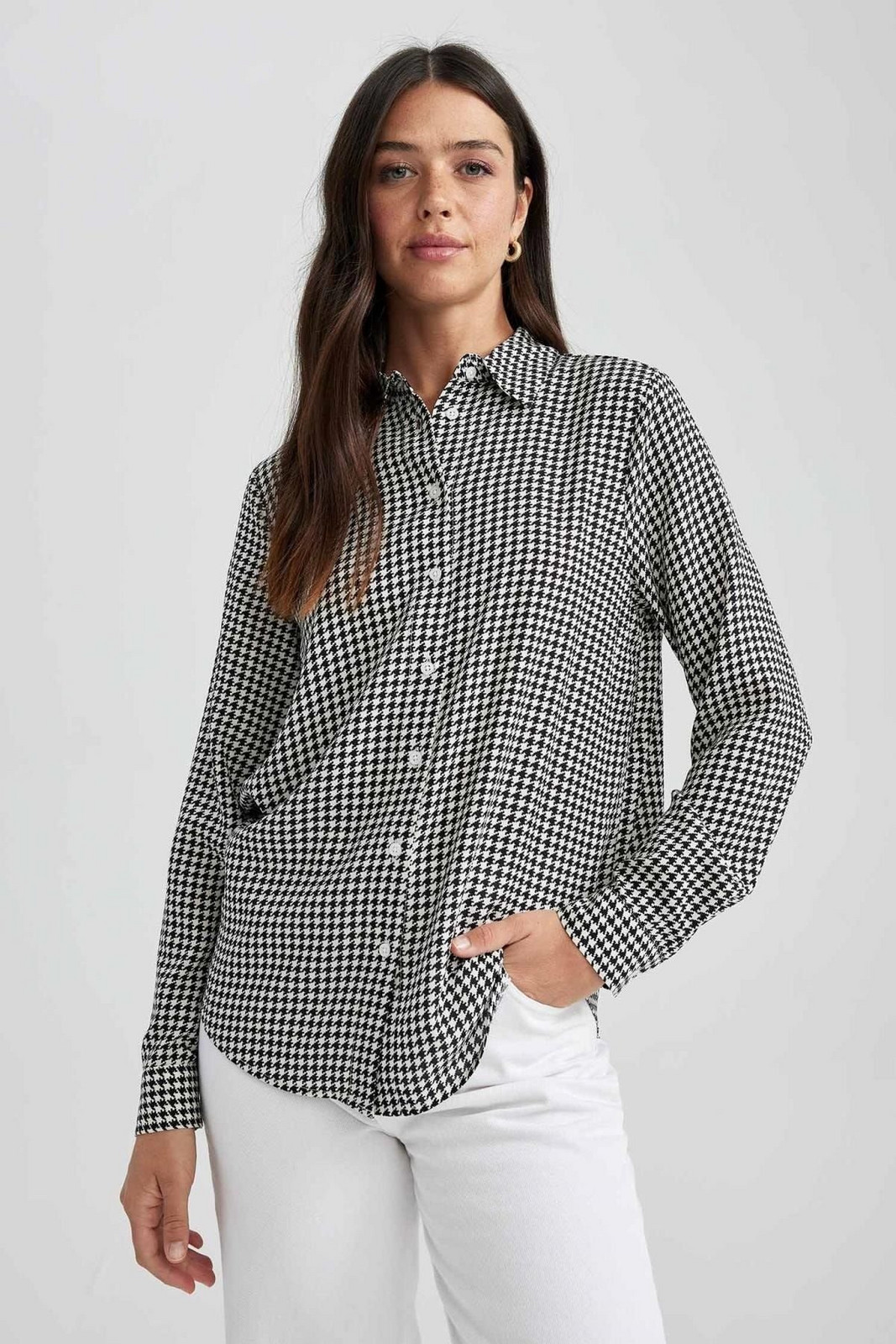 DEFACTO Regular Fit Long Sleeve Patterned Shirt