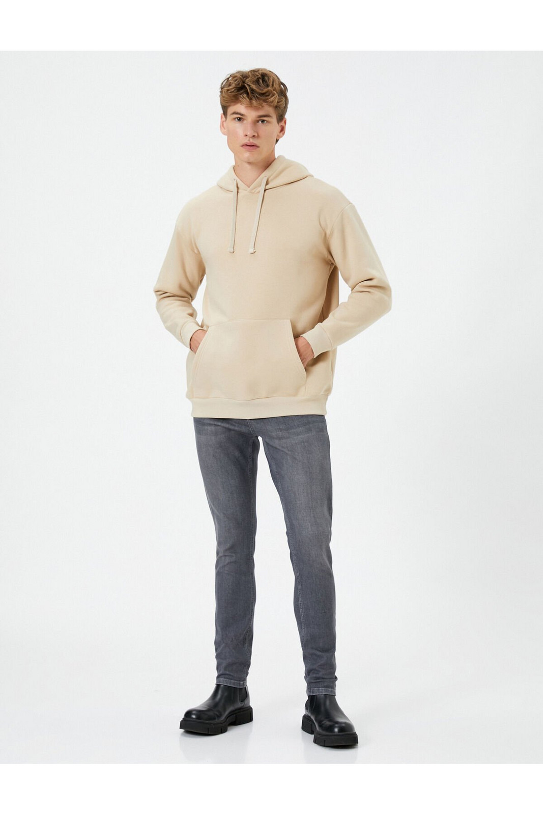 Koton Hooded Sweat Kangaroo Pocket Detailed Long Sleeve Ribbon