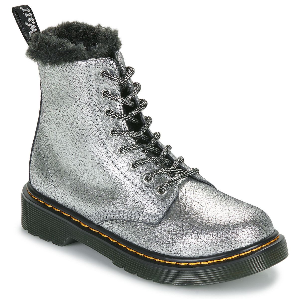 Dr. Martens  1460 Serena J Silver Distressed Foil  Stříbrná