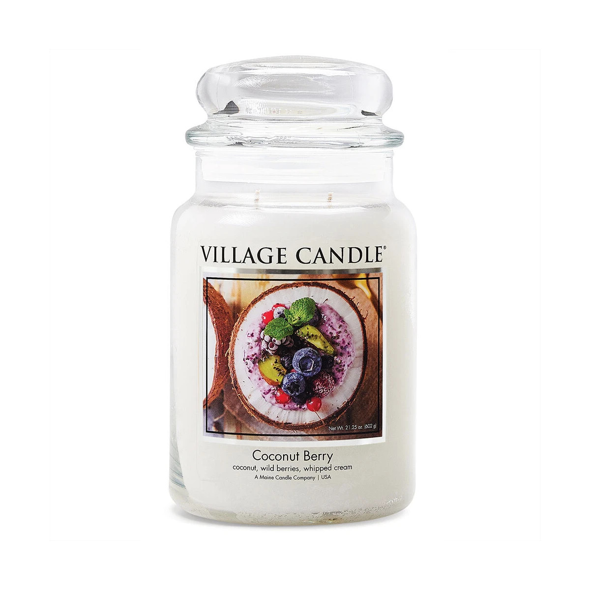 Village Candle Vonná svíčka ve skle Kokos a lesní plody (Coconut Berry) 602 g