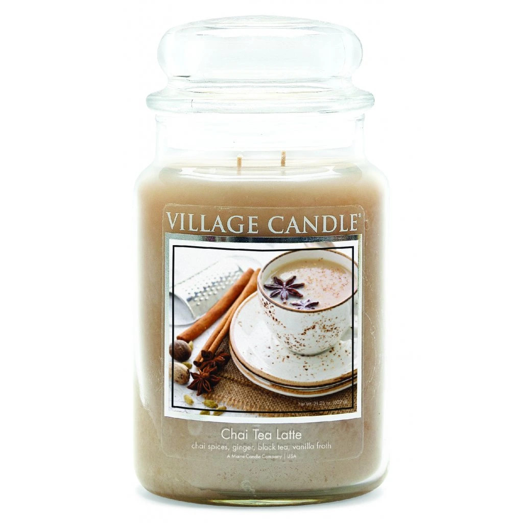 Village Candle Vonná svíčka ve skle Čaj s mlékem a skořicí (Chai Tea Latte) 602 g