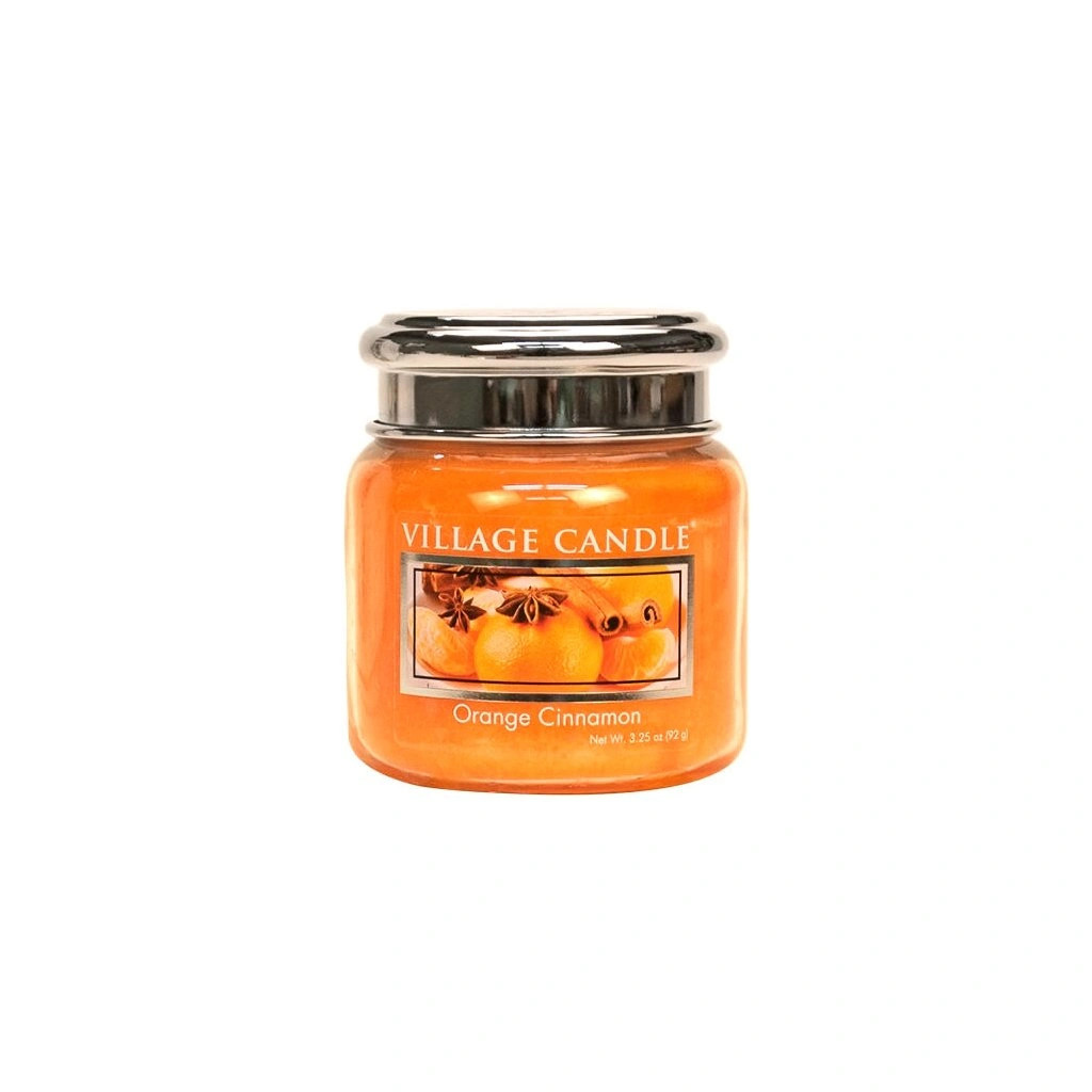 Village Candle Vonná svíčka ve skle Pomeranč a skořice (Orange Cinnamon) 92 g