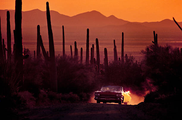 Kevin Cruff Ilustrace Cowboy Cadillac in Desert by Kevin Cruff, 40 × 26.7 cm