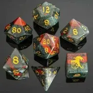 HYMGHO Dragon's Hoard Gemstone Polyhedral Dice Set - Bloodstone