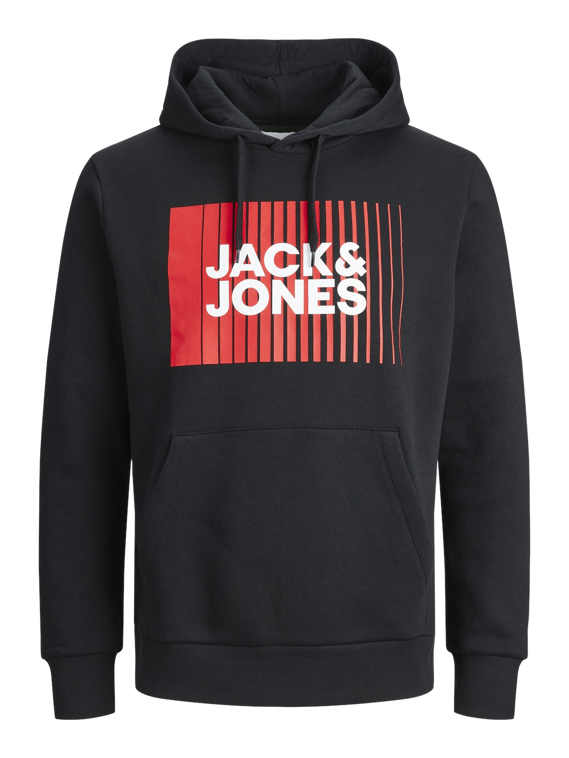 Jack&Jones Pánská mikina JJECORP Standard Fit 12233599 Black logo red S