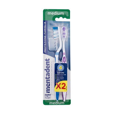 Mentadent Family Protection Toothbrush Medium klasický zubní kartáček 2 balení