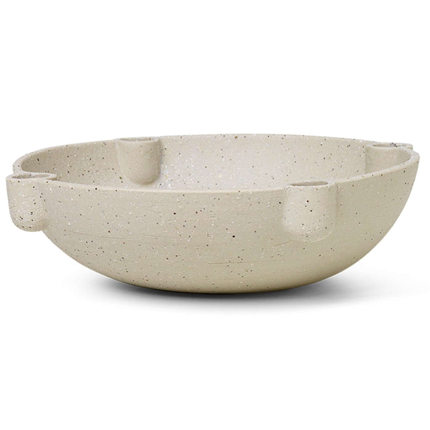 Svícen na kónickou svíčku BOWL 27 cm, písková, kamenina, ferm LIVING