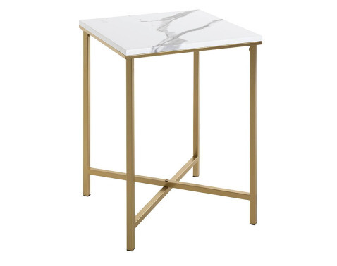 Čtvercový odkládací stolek Albufeira 39x39 cm, zlatý/mramorový