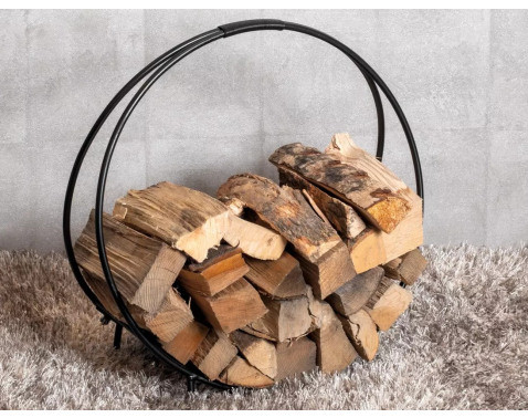 Kovový stojan na dřevo ke krbu Oskar, černý