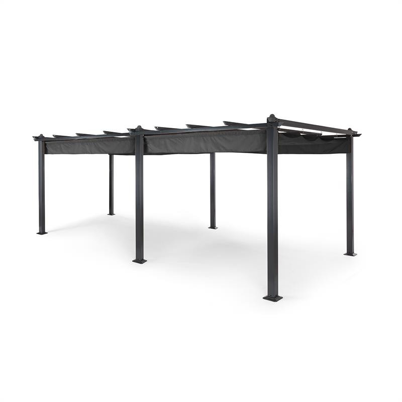 Blumfeldt Pantheon, pergola, přístřešek, 3 x 6 m, hliník, sluneční stříška, polyester, šedá barva