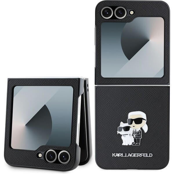 Karl Lagerfeld PU Saffiano Karl and Choupette kryt Samsung Galaxy Z Flip 6 černý