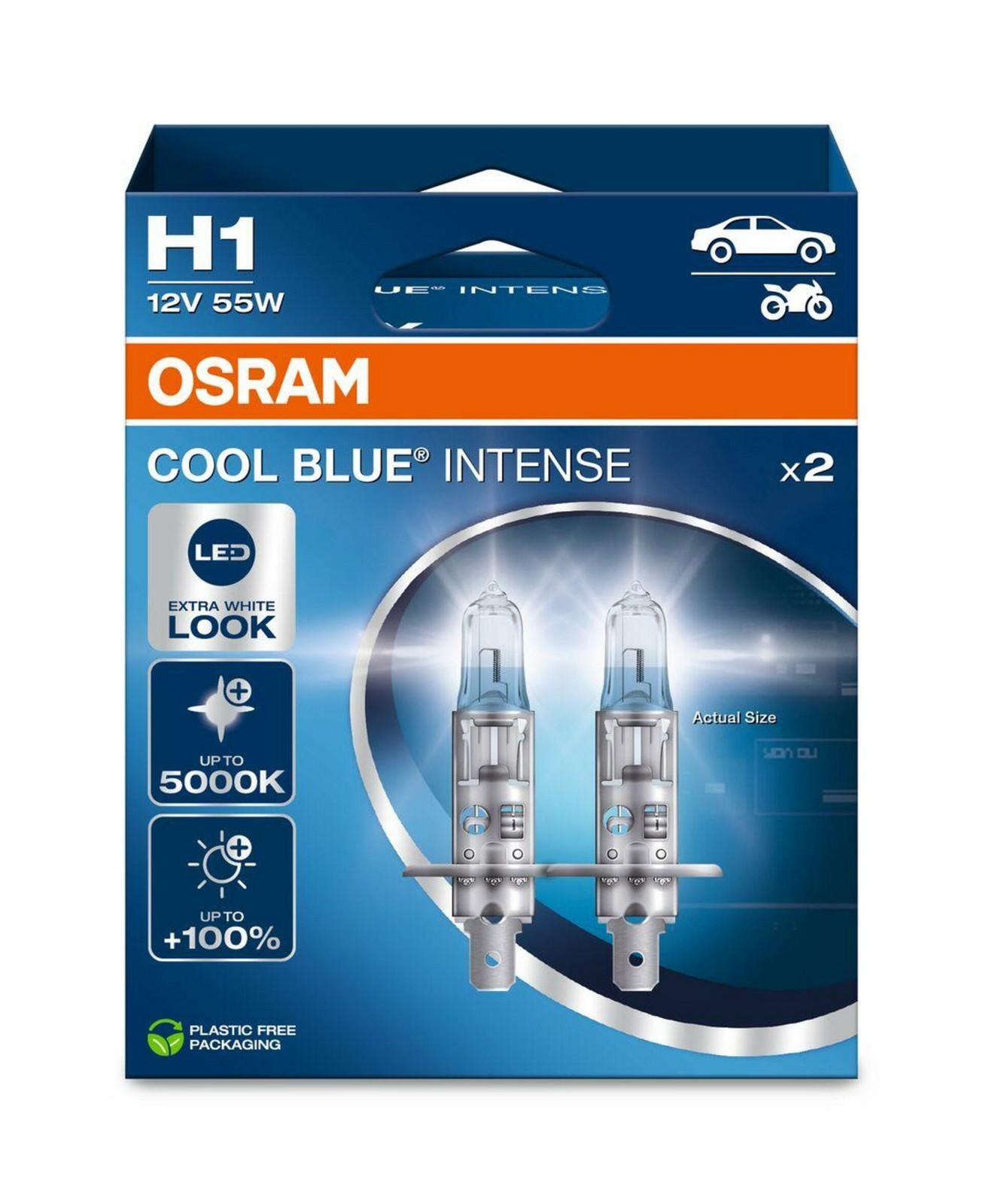 OSRAM H1 12V 55W P14.5s Cool Blue INTENSE NextGen. 5000K +100% Duo 2ks 64150CBN-2HB