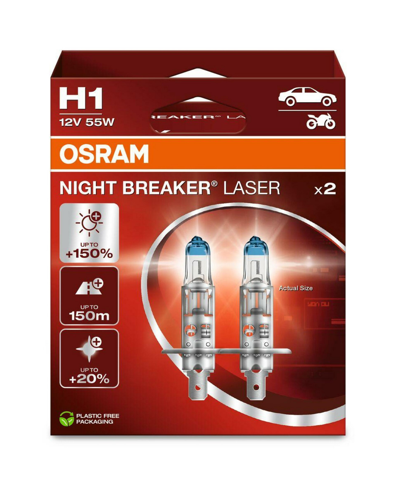 OSRAM H1 12V 55W P14.5s NIGHT BREAKER LASER +150% více světla 2ks 64150NL-2HB