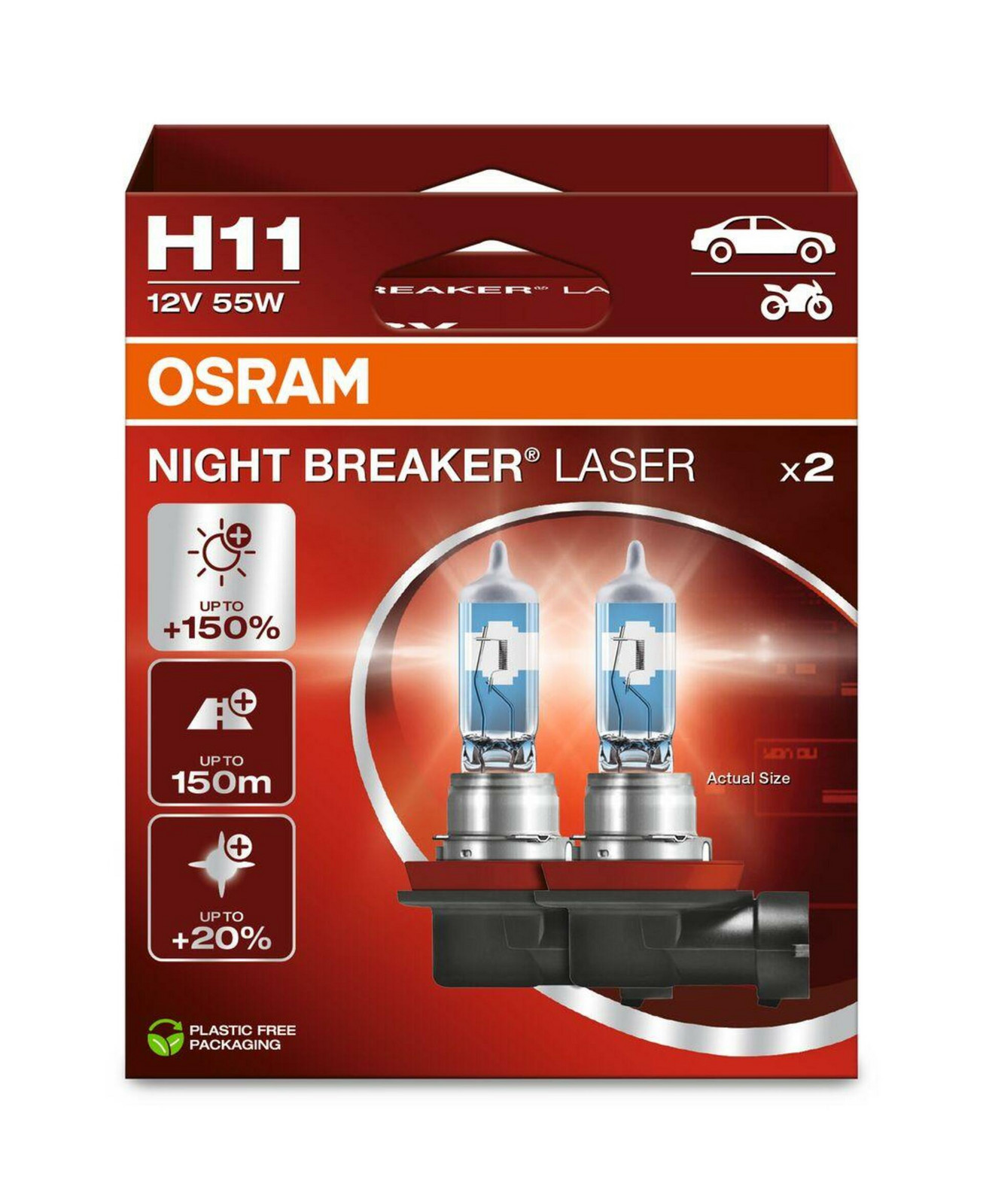 OSRAM H11 12V 55W PGJ19-2 NIGHT BREAKER LASER +150% více světla 2ks 64211NL-2HB