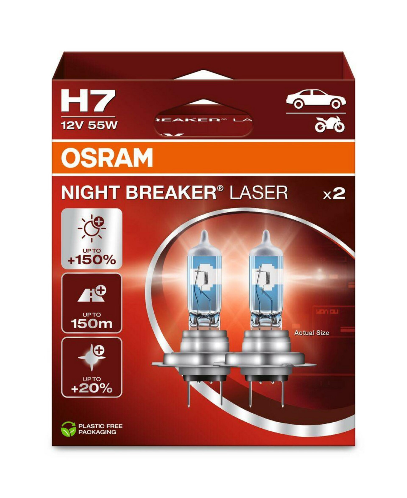 OSRAM H7 12V 55W PX26d NIGHT BREAKER LASER +150% více světla 2ks 64210NL-2HB