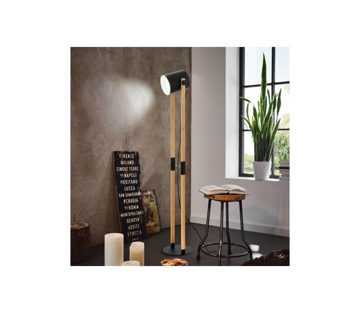 Eglo Eglo 43521 - Stojací lampa HORNWOOD 1xE27/28W/230V - FSC certifikováno