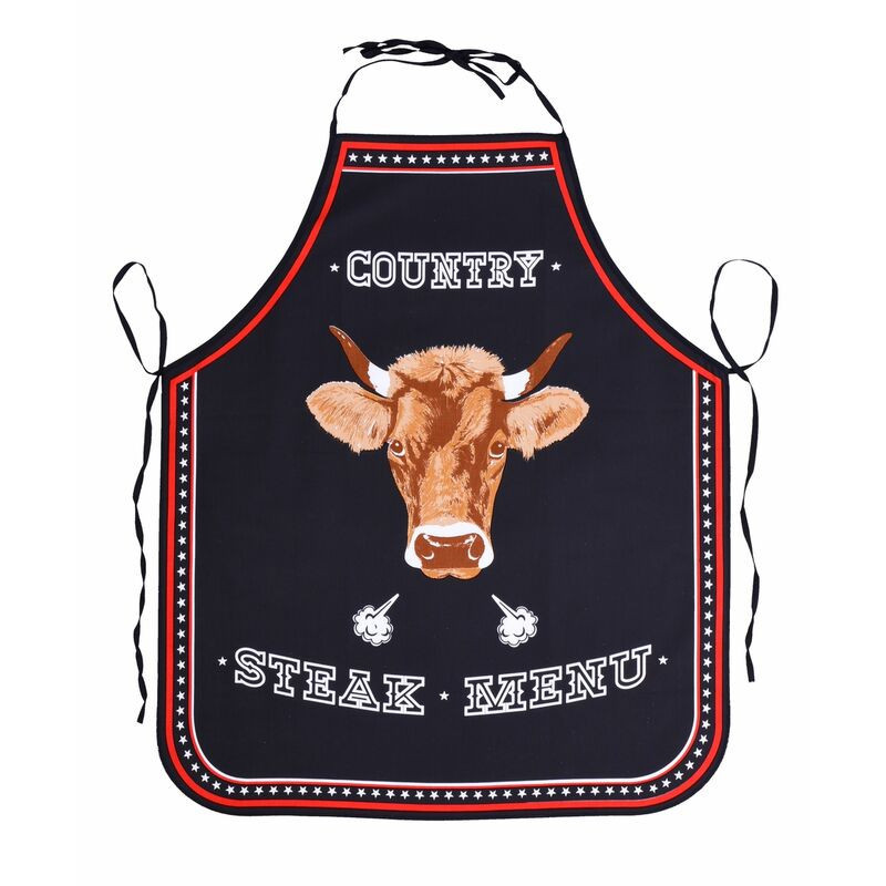 Zástěra kuchyňská, Steak Menu, černá