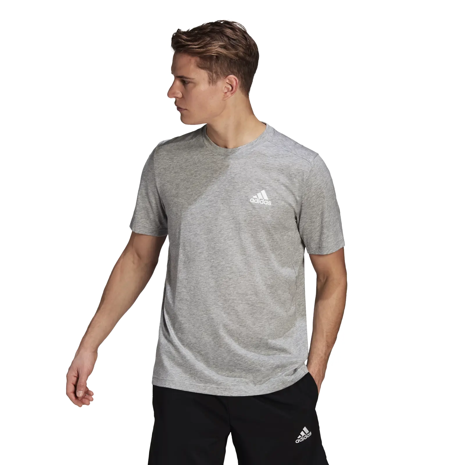 Pánské tričko adidas Aeroready Designed 2 Move FeelReady Sport Tee Medium Grey Heather