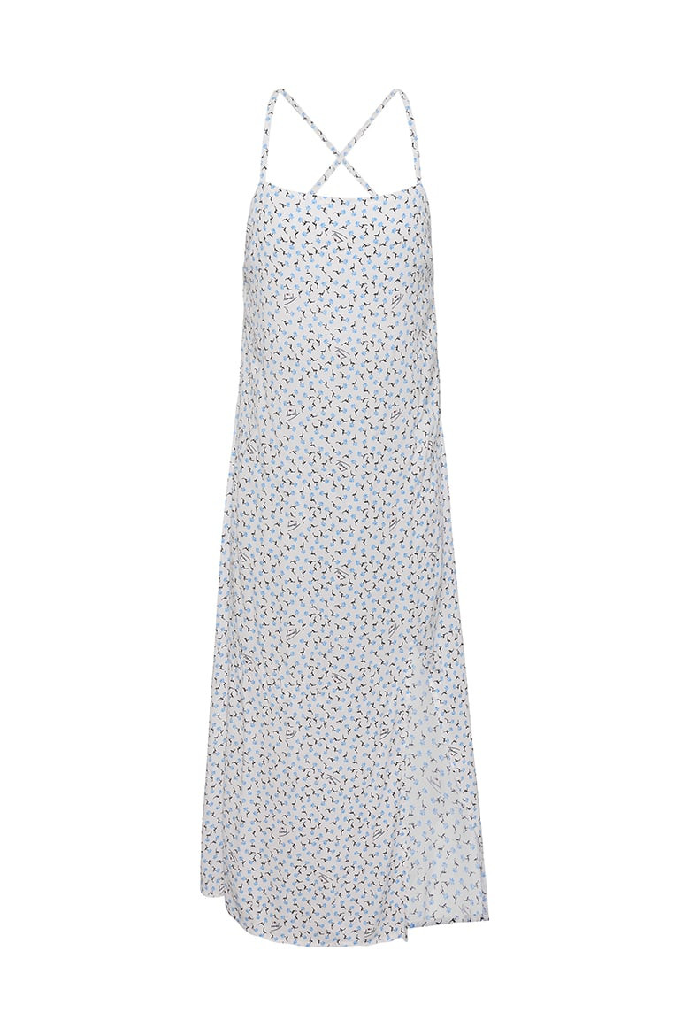 Tommy Jeans Dress - TJW PRINTED SIDE SLIT MIDI DRESS white