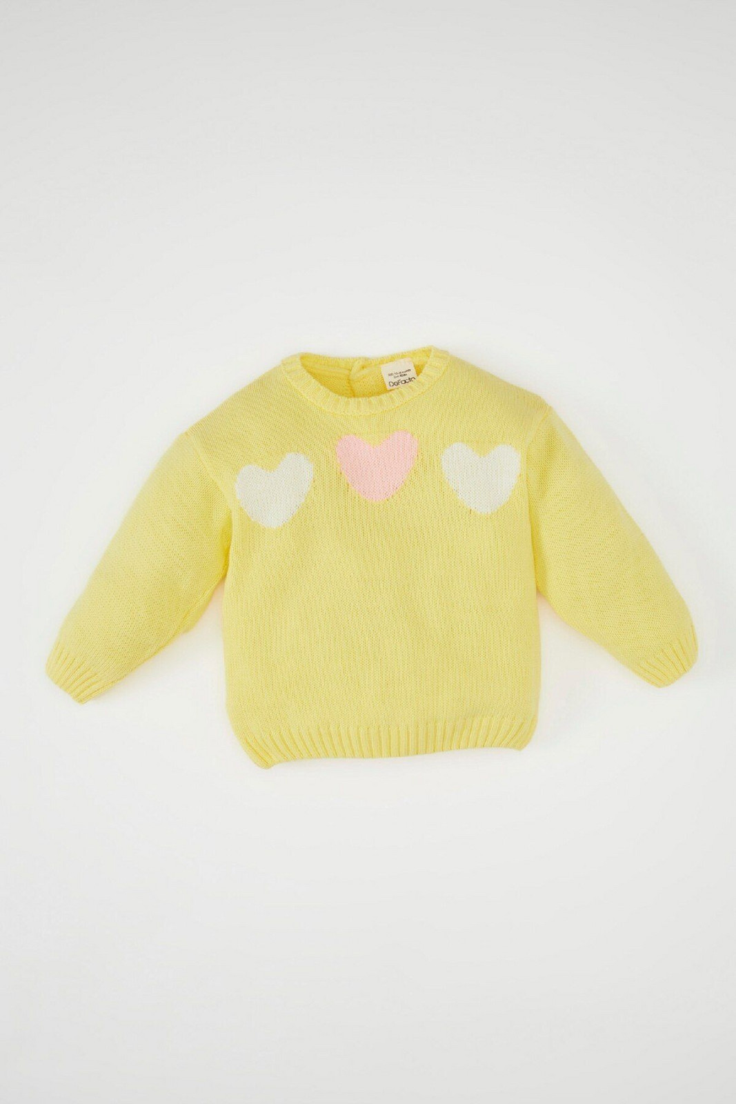 DEFACTO Baby Girl Crew Neck Heart Patterned Sweater
