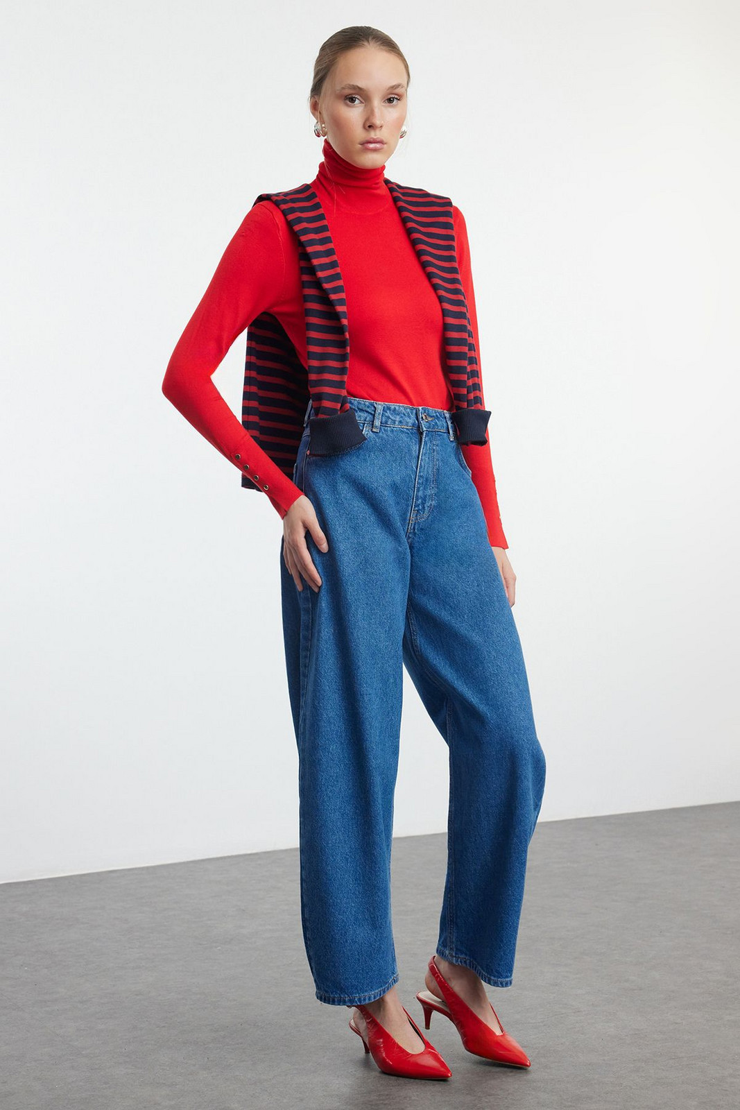 Trendyol Blue High Waist Ballon Fit Jeans