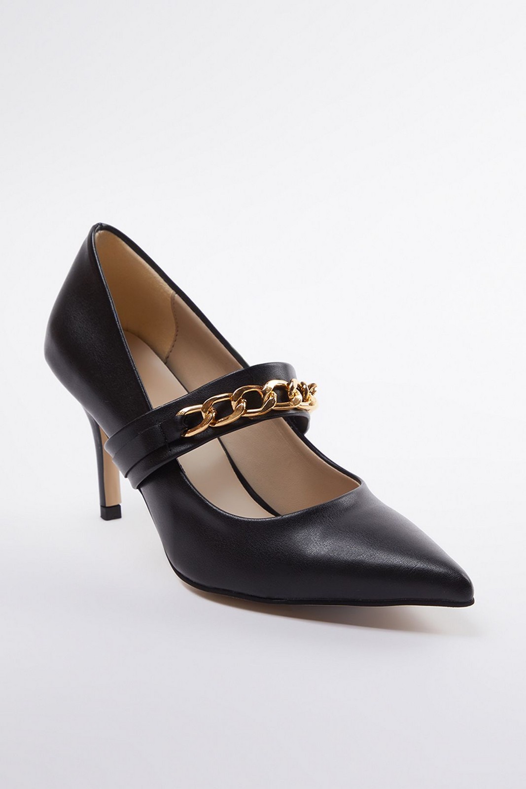 Trendyol Black Thick Chain Pointed Toe Women's Classic Heeled Shoes