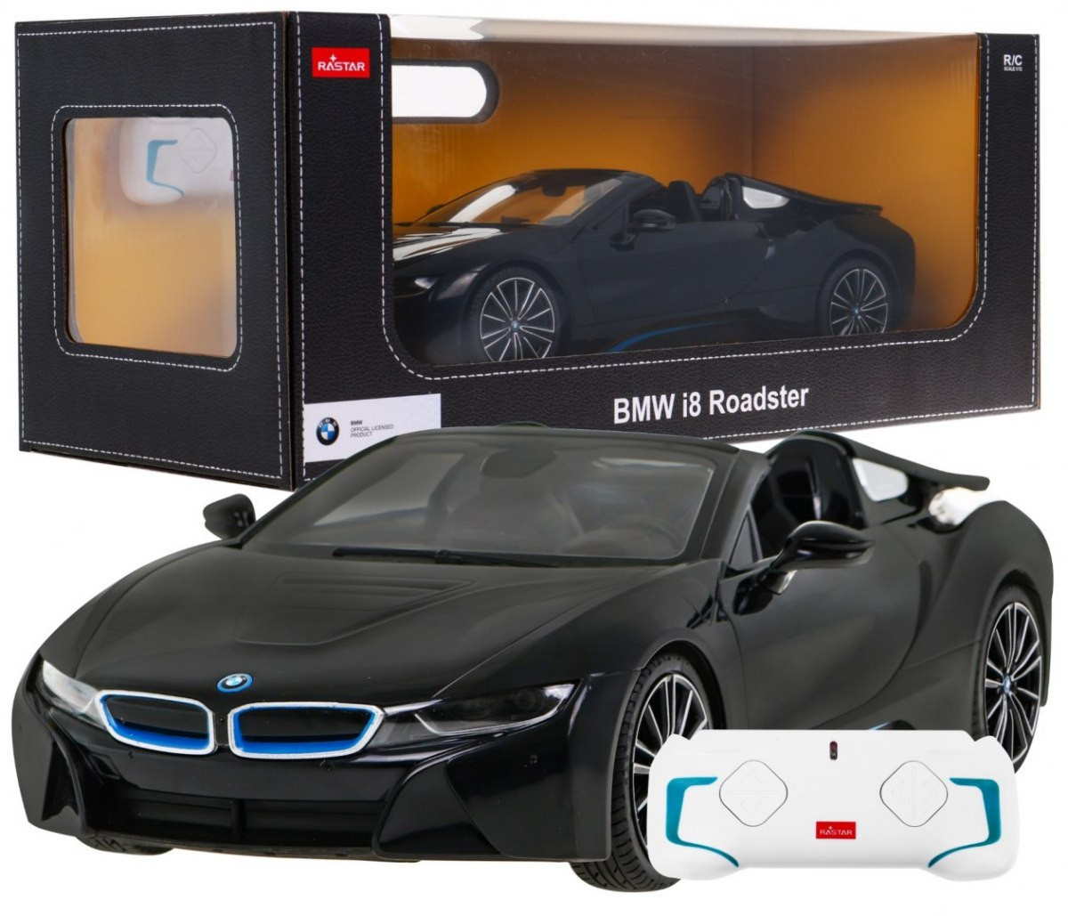 Mamido RASTAR Auto na dálkové ovládání RC BMW I8 Roadster Rastar 1:12 černé