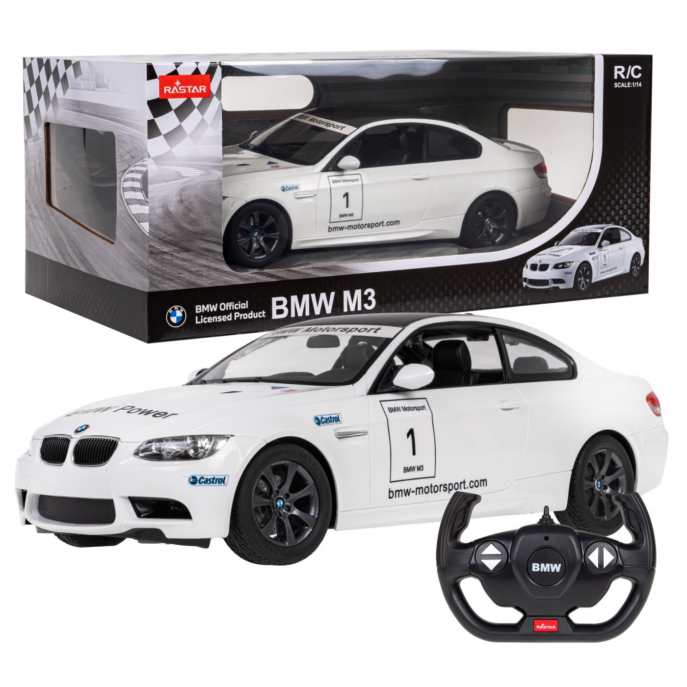 Mamido RASTAR Auto na dálkové RC ovládání BMW M3 Rastar 1:14 bílé