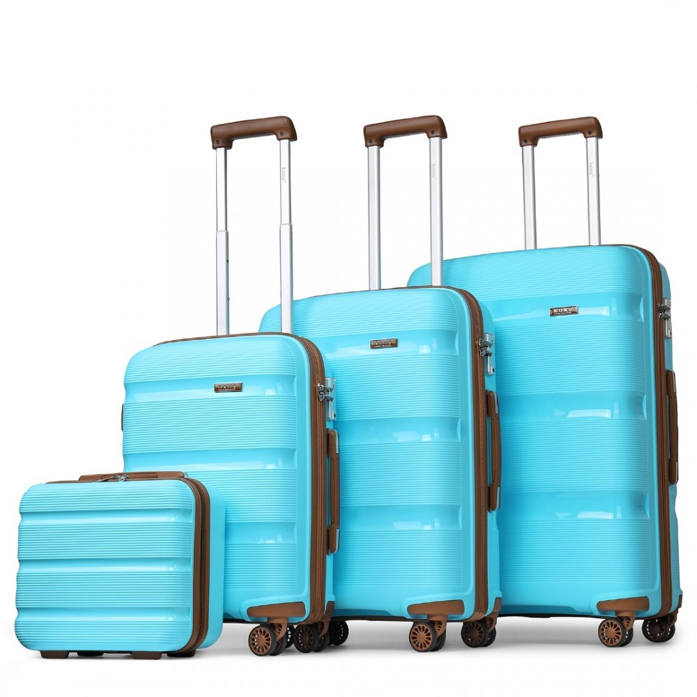 KONO Set 4 kufrů z polypropylenu - 15L, 39L, 70L, 103L - modro hnědý