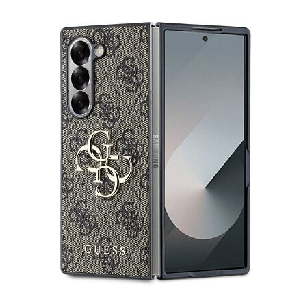 Guess PU 4G Metal Logo Zadní Kryt pro Samsung Galaxy Z Fold 6 Brown GUHCZFD64GMGBR