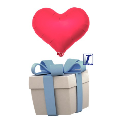 Létající balónek srdce červené metalické 35 cm - TAKARA KOSAN