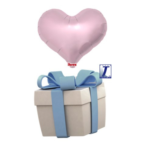 Létající balónek srdce růžové metalické 35 cm - TAKARA KOSAN