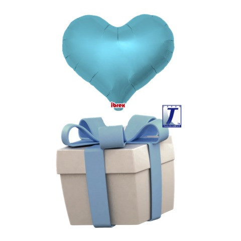 Létající balónek srdce světlemodré metalické 35 cm - TAKARA KOSAN