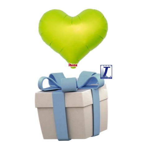 Létající balónek srdce světlezelený metalické 35 cm - TAKARA KOSAN