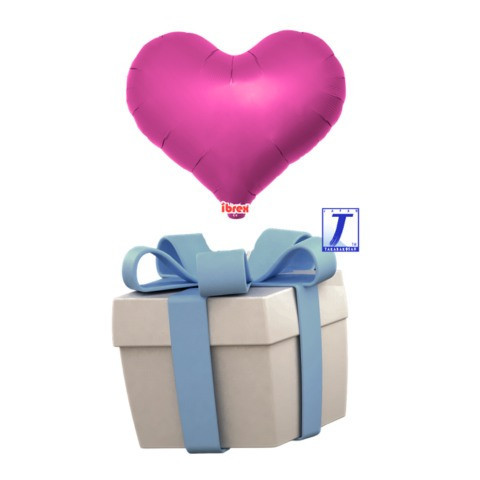 Létající balónek srdce tmavě růžové metalické 35 cm - TAKARA KOSAN