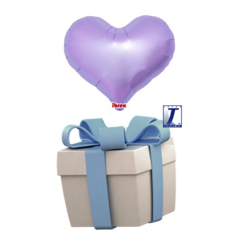 Létající balónek srdce levandulové metalické 35 cm - TAKARA KOSAN