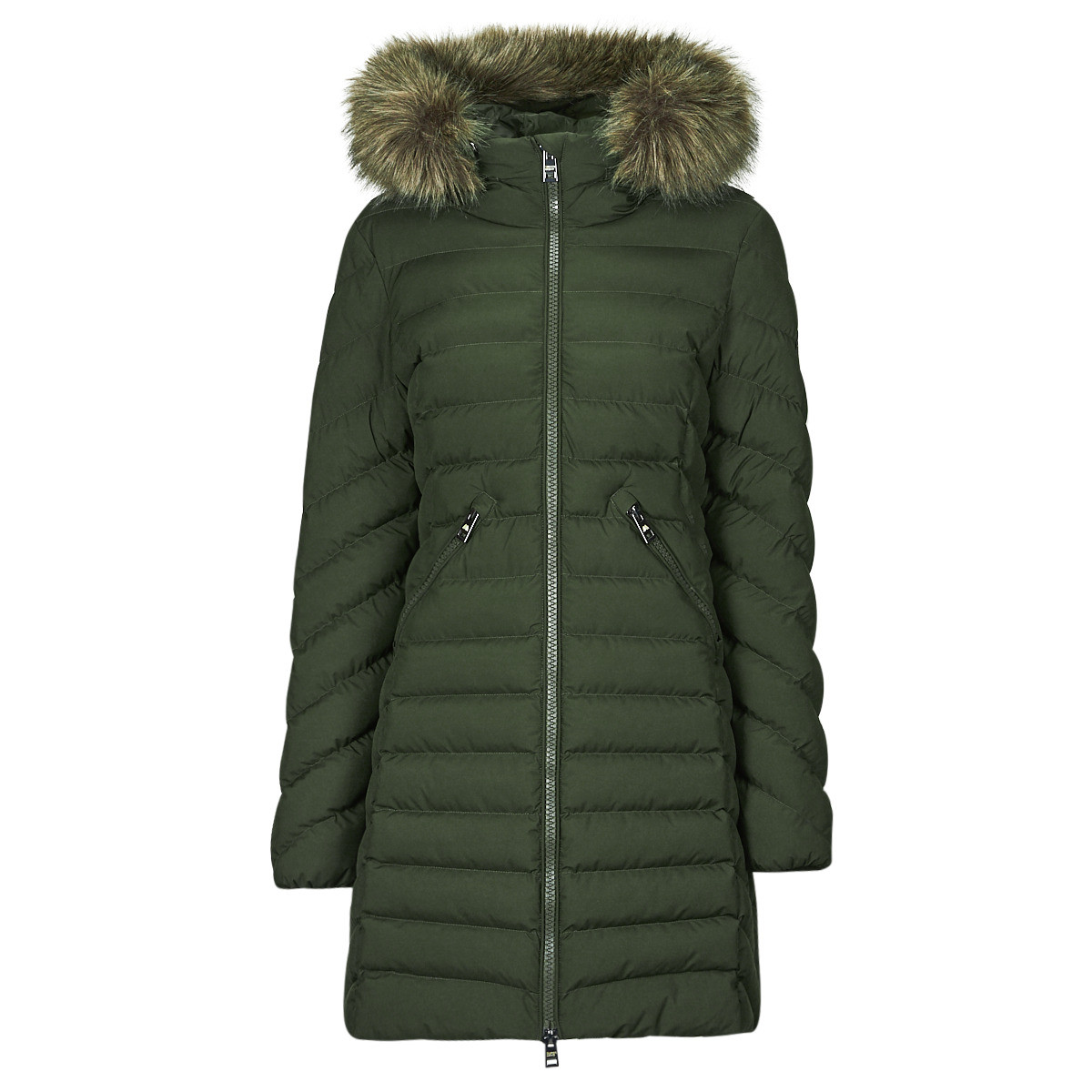 Superdry  FUJI HOODED MID FAUSSE FOURRURE  Khaki