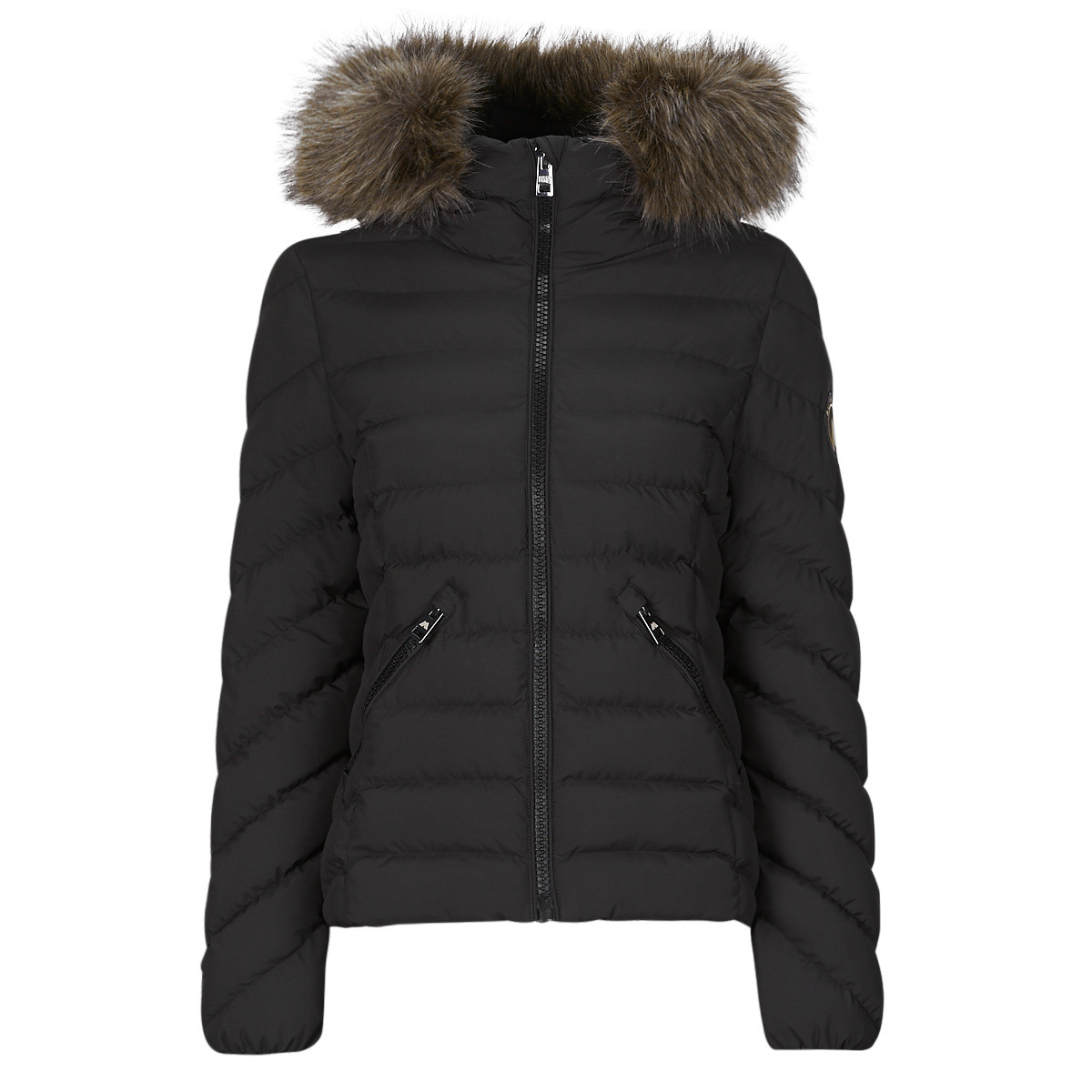 Superdry  FUJI HOODED FAUSSE FOURRURE  Černá