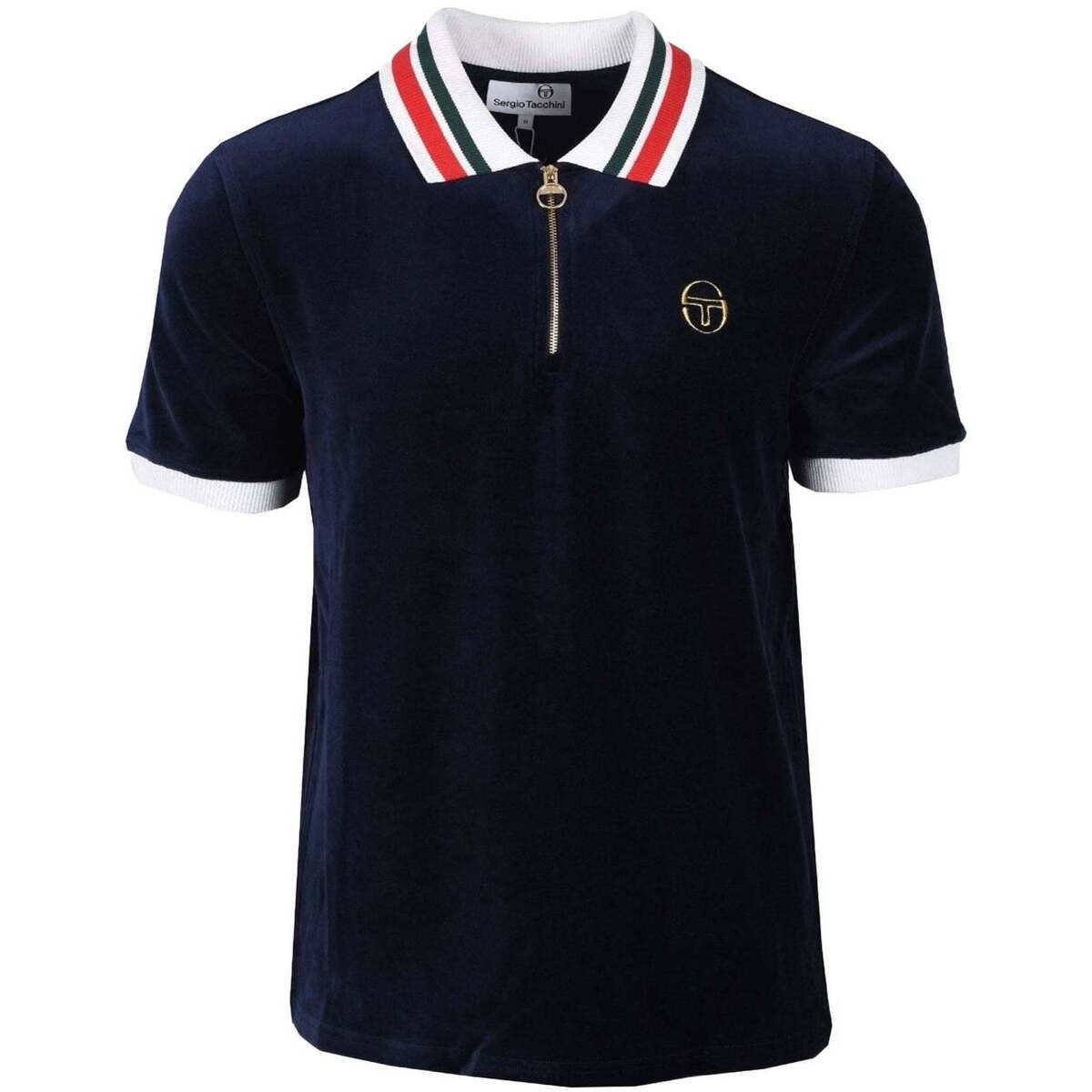 Sergio Tacchini  Mahony Velour Polo Shirt Maritime Blue  Modrá