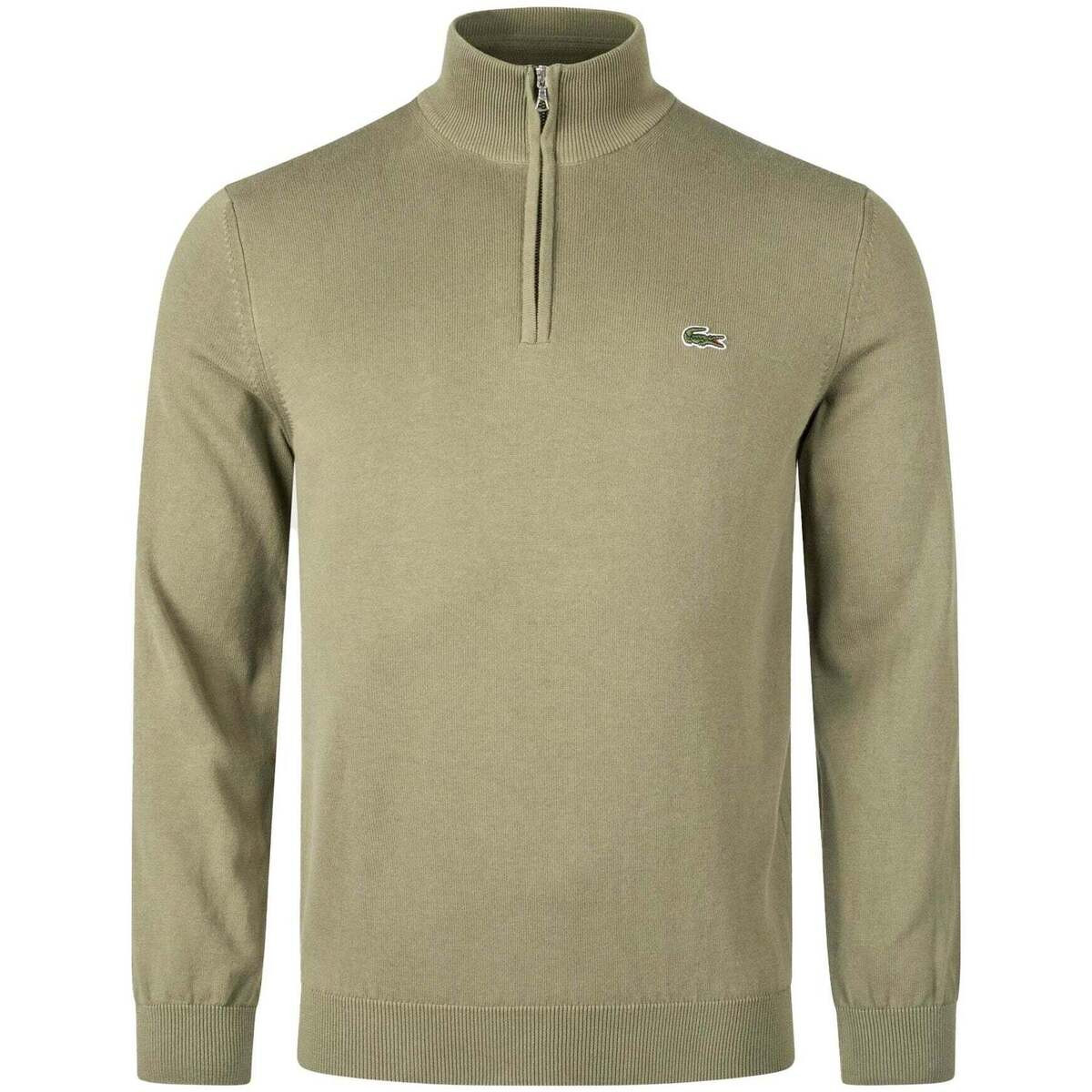 Lacoste  Quarter Zip Knit Sweater Khaki Green  Zelená