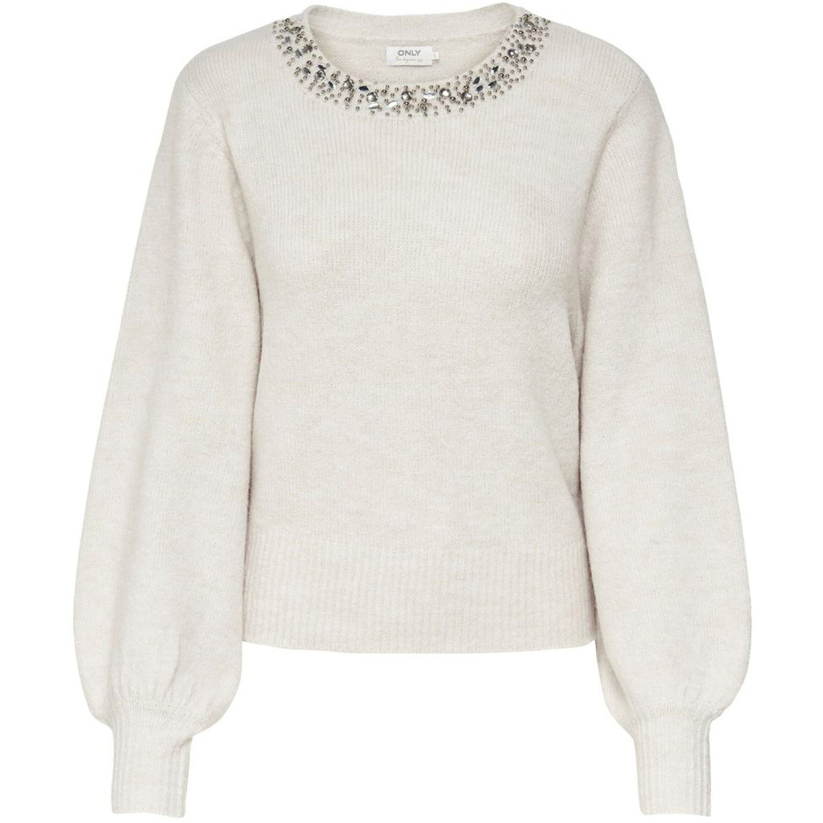 Only  BALLOON SLEEVES KNITTED PULLOVER 15210667  Bílá